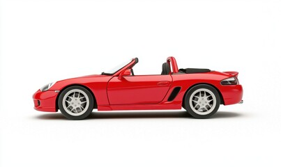 Red Convertible Sports Car Model in Side View with Clean Background