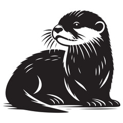 Charming Otter Silhouette Illustration Vector for Nature and Wildlife Projects