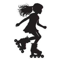 Silhouette girl roller skating vector illustration design for fun activity