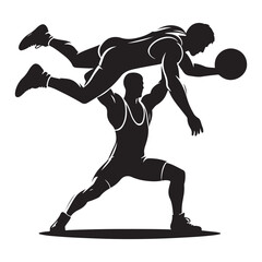 Silhouette wrestling action vector illustration design for sport competition