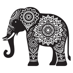 Ornate Elephant Mandala Silhouette Vector for Intricate Designs