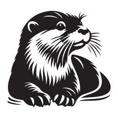 Detailed Otter Silhouette Illustration Wild Animal Vector Art