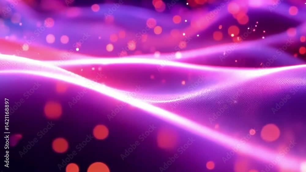 Poster abstract digital wave background with glowing particles and pink and purple gradient colors animatio