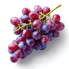 Fototapeta premium A vibrant cluster of purple grapes isolated on a clean white background