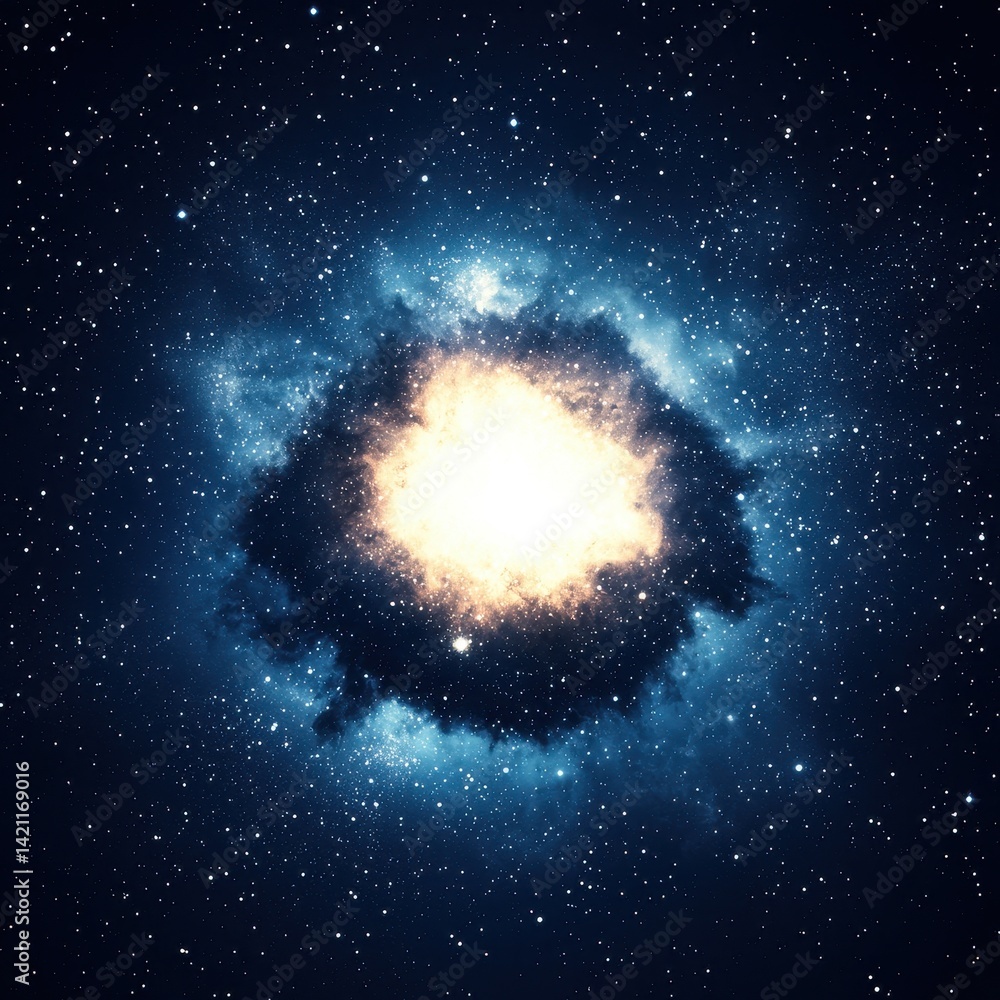 Poster cosmic explosion displaying bright colors in deep space background
