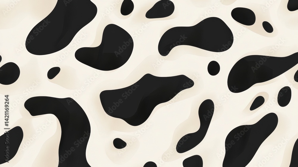 Poster abstract seamless pattern with black and beige irregular shapes.