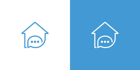 Home with Chat with Line Logo Design