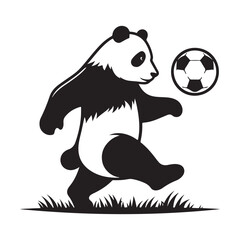 Cartoon Panda Silhouette Playing Soccer Funny Animal Design Vector