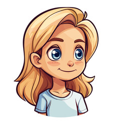 Cute little blonde girl in casual clothes. Vector cartoon illustration