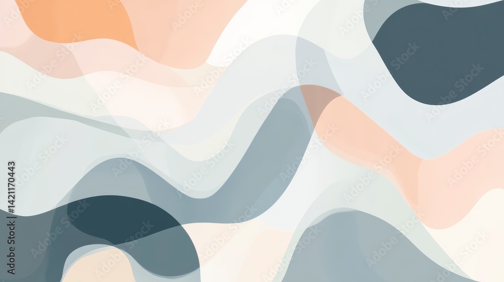 Poster abstract background with pastel wavy shapes and soft color gradients.