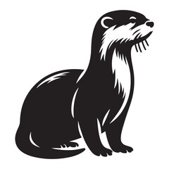 Charming Otter Silhouette Illustration Wildlife Vector Image
