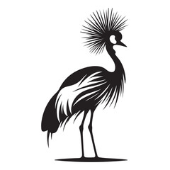 Silhouette Crowned Crane Bird Illustration Exotic Wildlife Vector Design