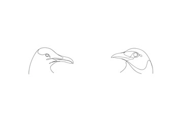 Two Seagulls Facing Each Other Continuous Line Drawing Illustration Minimalist Art