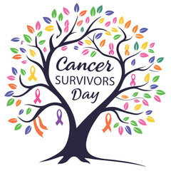 Fototapeta premium Tree of Life with Colorful Awareness Ribbons Vector Illustration