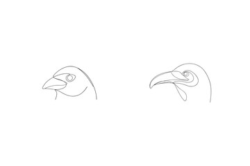Continuous Line Drawing Of Two Bird Heads Minimalist Vector Illustration
