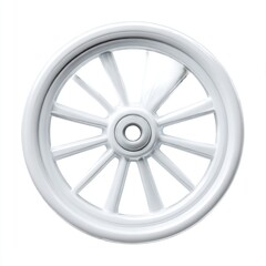 Fototapeta premium A white plastic wheel, isolated on a clean white background