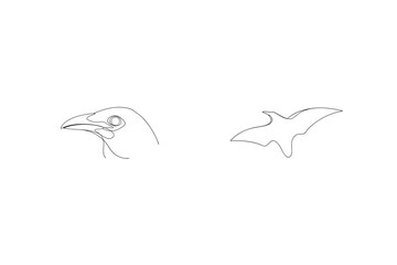 Continuous Line Art Illustration Of Bird Head And Winged Flight Symbol