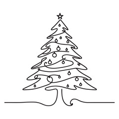 Minimalist Christmas Tree Illustration with Ornaments for Holiday Season