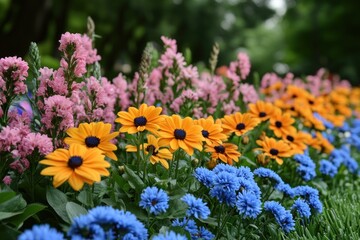 Obraz premium Vibrant flowerbed display