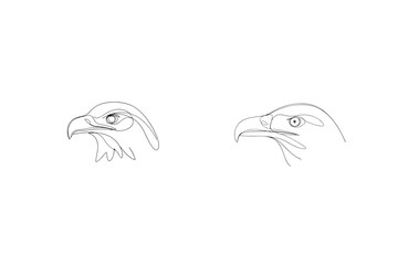Eagle Head Continuous Line Drawing Illustration Set On White Background