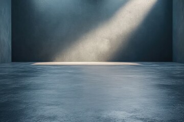 Fototapeta premium Bright light illuminating a modern concrete room with textured walls in a minimalistic design