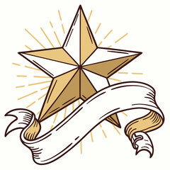 Five Pointed Golden Star with Soft Glow