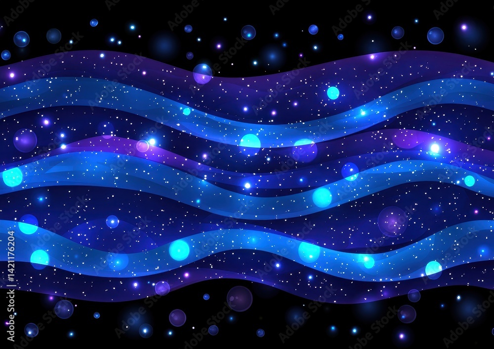 Poster abstract cosmic background with waves and stars in deep space