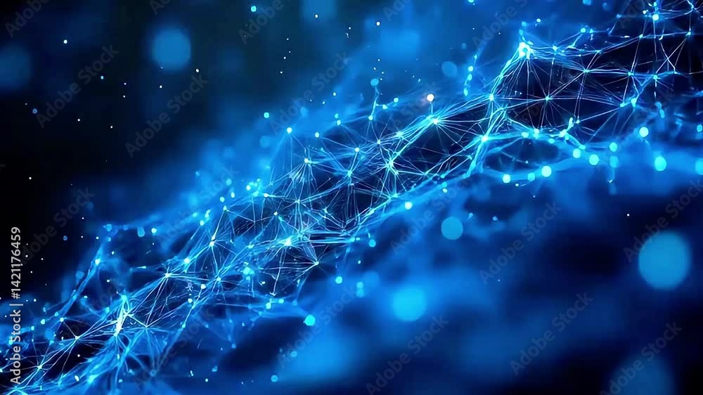 Poster abstract network connection with glowing dots and lines creating a futuristic backdrop