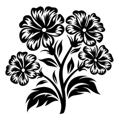 Black Floral Bouquet Vector Design, Elegant Flower Silhouette Illustration