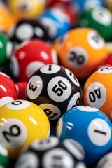Colorful lottery balls with numbers for games and drawings