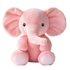 Pink Plush Elephant Stuffed Animal Toy on white background