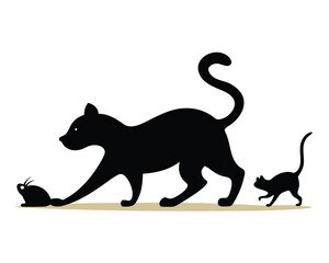 Cat Boundle Silhouette Vector Cat & Mouse Silhouette Bundle – 6 Fun and Action-Filled Vector Scenes of Chasing, Playing, and Hunting