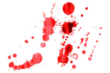 Red splash watercolor ink splash on transparent background