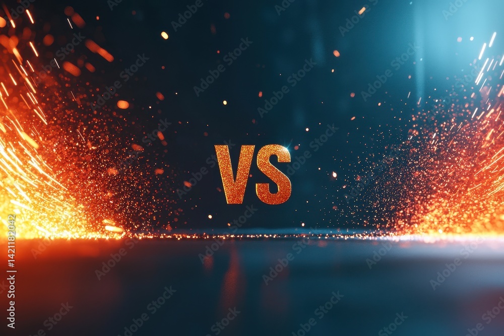 Poster dynamic clash of flames and sparks in versus concept visual