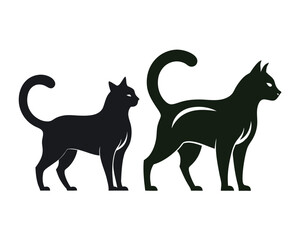 Cat Bundle Silhouette Vector Elegant Feline Silhouettes Sophisticated Cat Poses Including Standing, Sitting, and Walking in Stylish Vector Art
