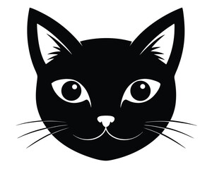 Cat Bundle Silhouette Vector Mysterious Cat Face Silhouettes Close-Up View of Eyes and Features in Bold Vector Style
