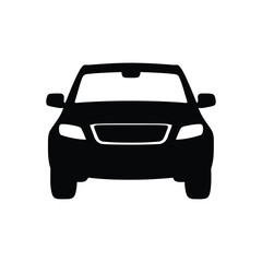 Editable car icon vector isolated on white background. Car silhouette icon Front view Vector illustration, Car symbols front side car icon, automobile front view flat icon for apps and websites.