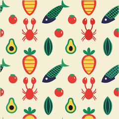 Contemporary Food Art Seamless Vector Pattern.