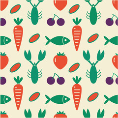 Contemporary Food Art Seamless Vector Pattern.