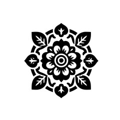 Elegant Black & White Floral Mandala Design on White Background
