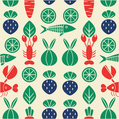 Contemporary Food Art Seamless Vector Pattern.