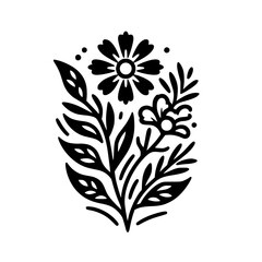 Minimalist Floral Illustration: Black & White Bouquet Design