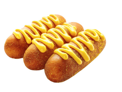 Corn dogs with mustard sauce  on transparent background