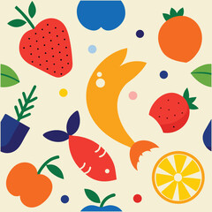 Contemporary Food Art Seamless Vector Pattern.