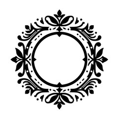 Elegant Black and White Decorative Frame, Floral Design