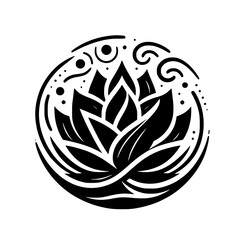Elegant Black and White Lotus Flower Mandala Design