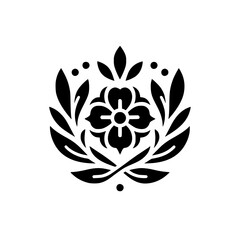 Black & White Floral Emblem: Minimalist Vector Design