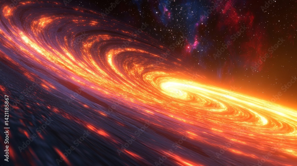 Poster abstract cosmic whirlpool: a dynamic display of celestial energy and glowing matter in the depths of