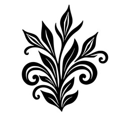 Elegant Black & White Floral Ornament, Vector Design Element