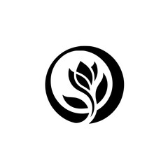 Elegant Black and White Floral Logo: Minimalist Design Concept